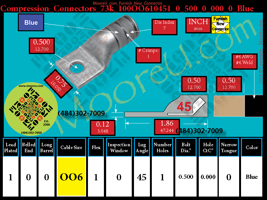 Product image for Furnish New Compression Lug 73k 100OO610001 0 500 0 000 0 Blue