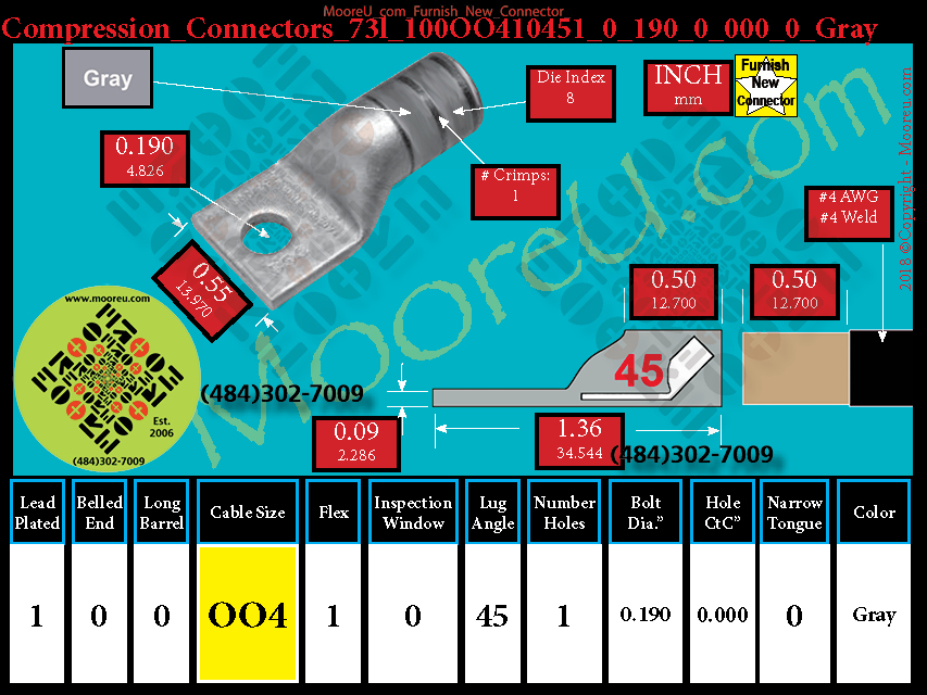 Product image for Furnish New Compression Lug 73l 100OO410001 0 190 0 000 0 Gray