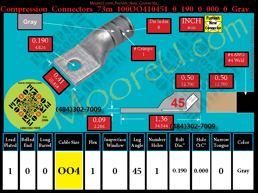 Product image for Furnish New Compression Lug 73m 100OO410001 0 190 0 000 0 Gray