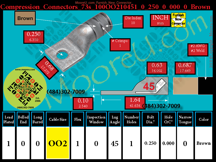Product image for Furnish New Compression Lug 73s 100OO210001 0 250 0 000 0 Brown