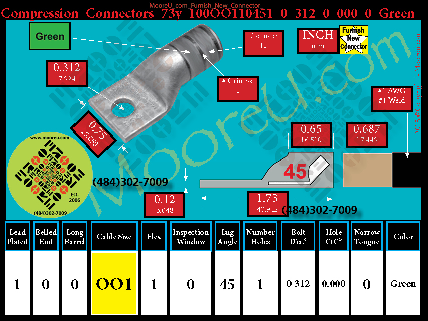 Product image for Furnish New Compression Lug 73y 100OO110001 0 312 0 000 0 Green