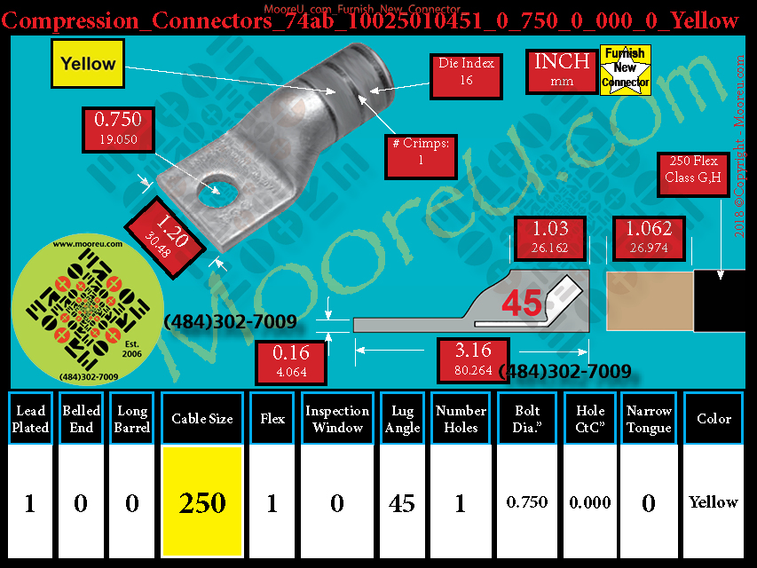 Product image for Furnish New Compression Lug 74ab 10025010001 0 750 0 000 0 Yellow