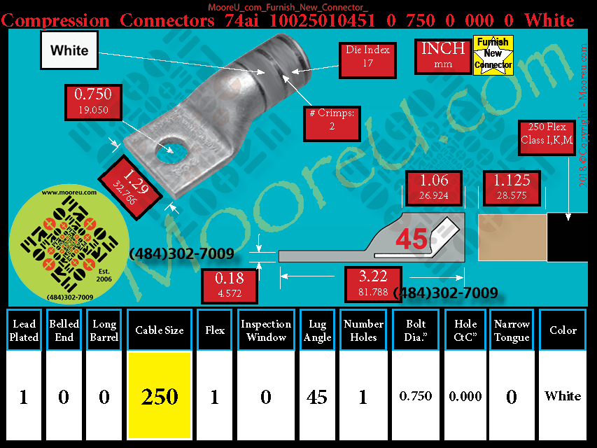 Product image for Furnish New Compression Lug 74ai 10025010001 0 750 0 000 0 White