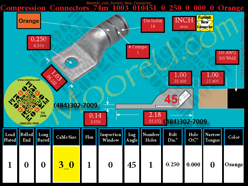 Product image for Furnish New Compression Lug 74m 1003 010001 0 250 0 000 0 Orange