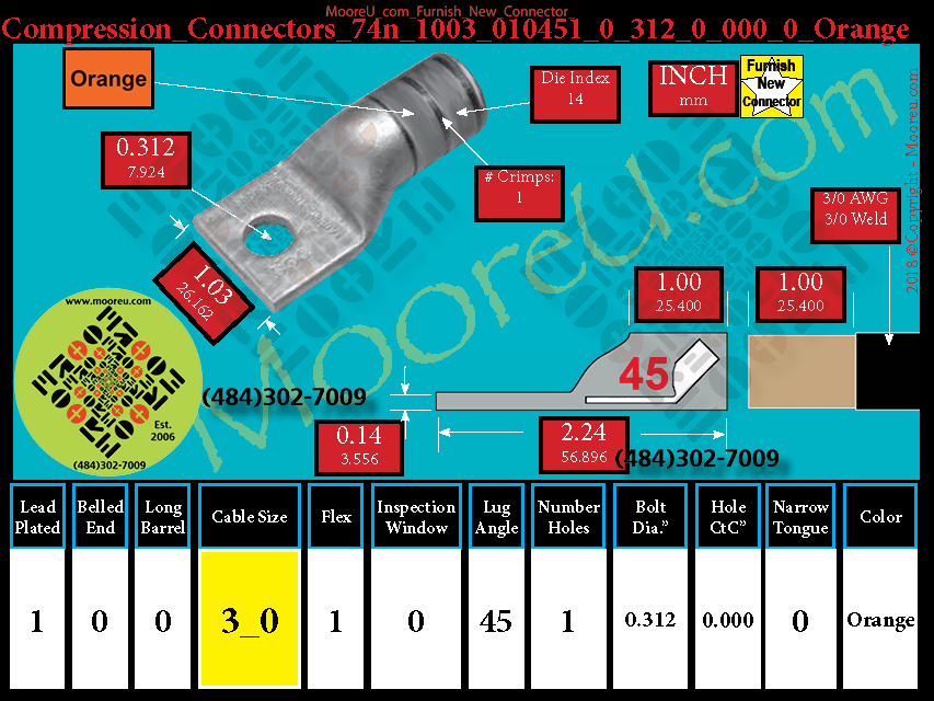 Product image for Furnish New Compression Lug 74n 1003 010001 0 312 0 000 0 Orange