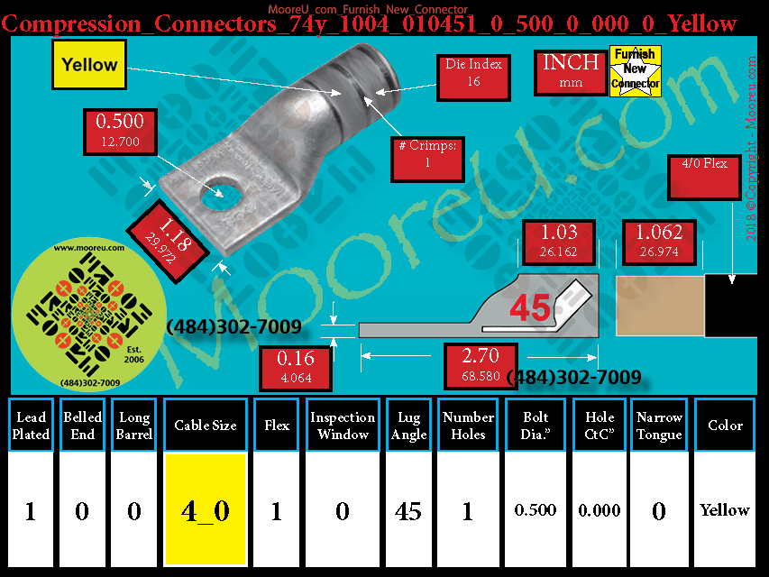 Product image for Furnish New Compression Lug 74y 1004 010001 0 500 0 000 0 Yellow