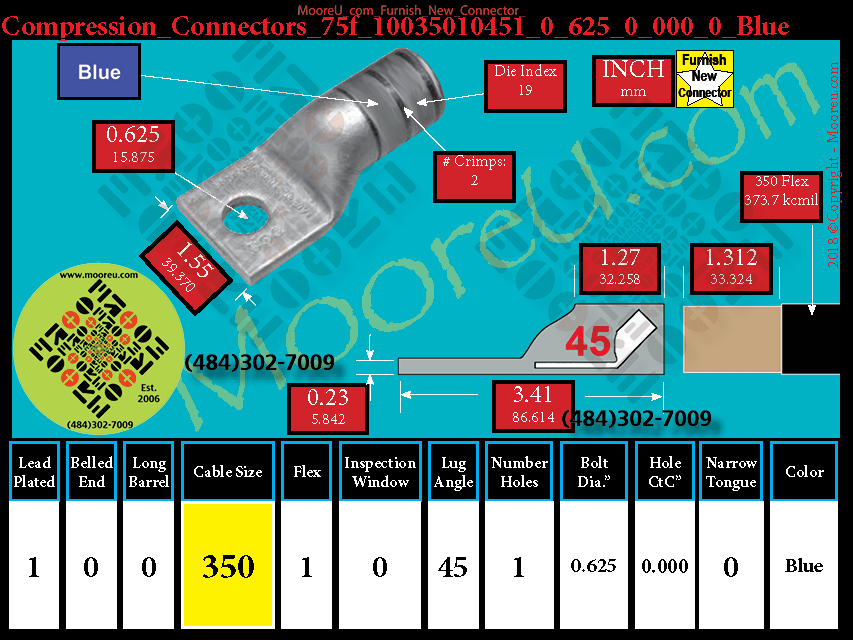Product image for Furnish New Compression Lug 75f 10035010001 0 625 0 000 0 Blue