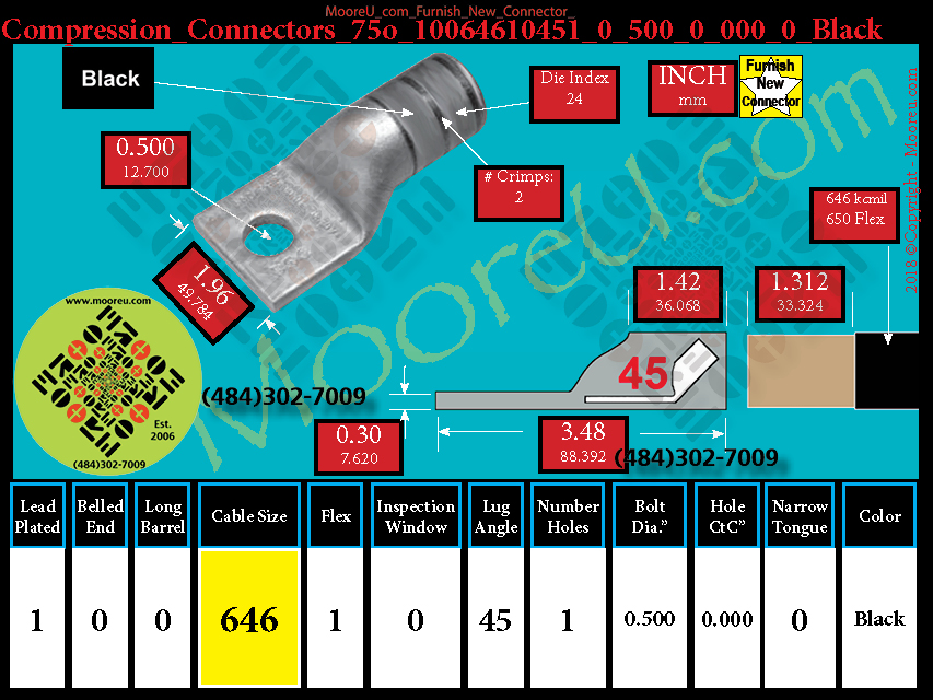 Product image for Furnish New Compression Lug 75o 10064610001 0 500 0 000 0 Black