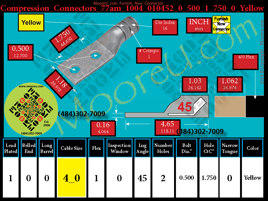 Product image for Furnish New Compression Lug 77am 1004 010002 0 500 1 750 0 Yellow