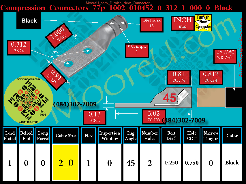 Product image for Furnish New Compression Lug 77p 1002 010002 0 312 1 000 0 Black