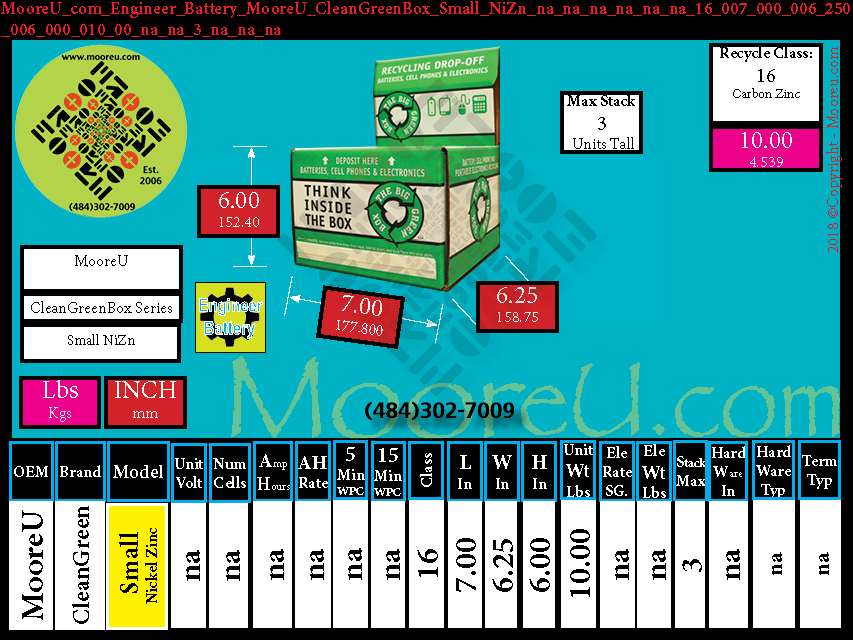 Product image for Engineer Battery MooreU CleanGreenBox Small NiZn