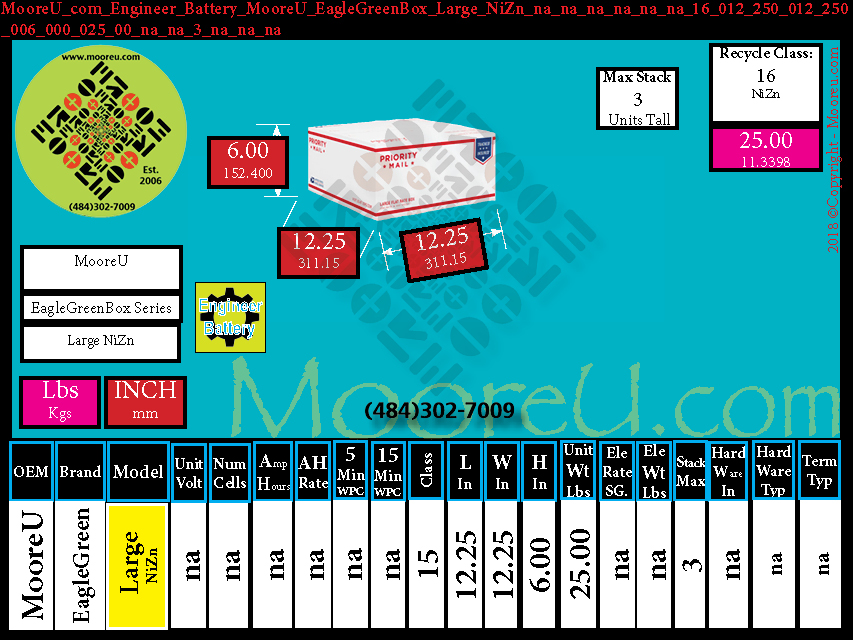 Product image for Engineer Battery MooreU EagleGreenBox Large NiZn
