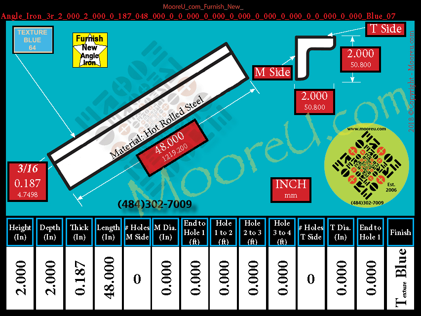Product image for Furnish New Angle Iron 3r 2 000 2 000 0 187 048 000 0 0 000 0 000 0 000 0 000 0 000 0 0 000 0 000 Blue 07