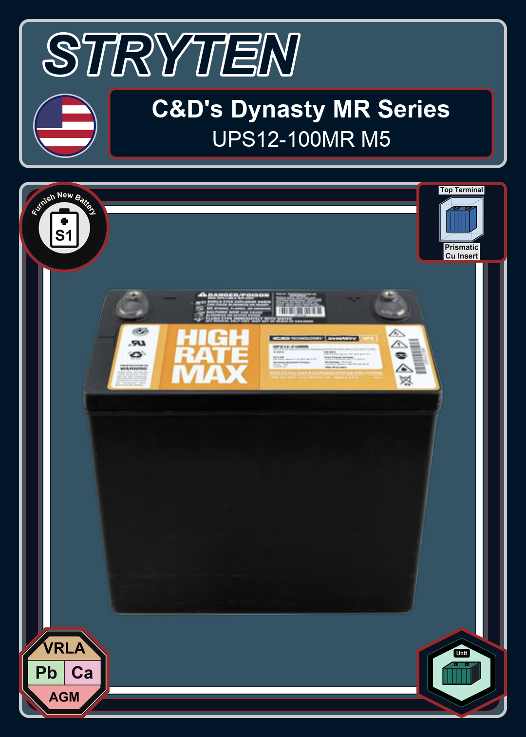 Furnish New Battery CDTechno Dynasty MR Series UPS12 100MR M5