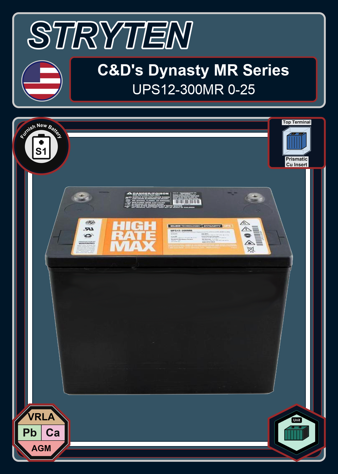 Furnish New Battery CDTechno Dynasty MR Series UPS12 300MR 0 25