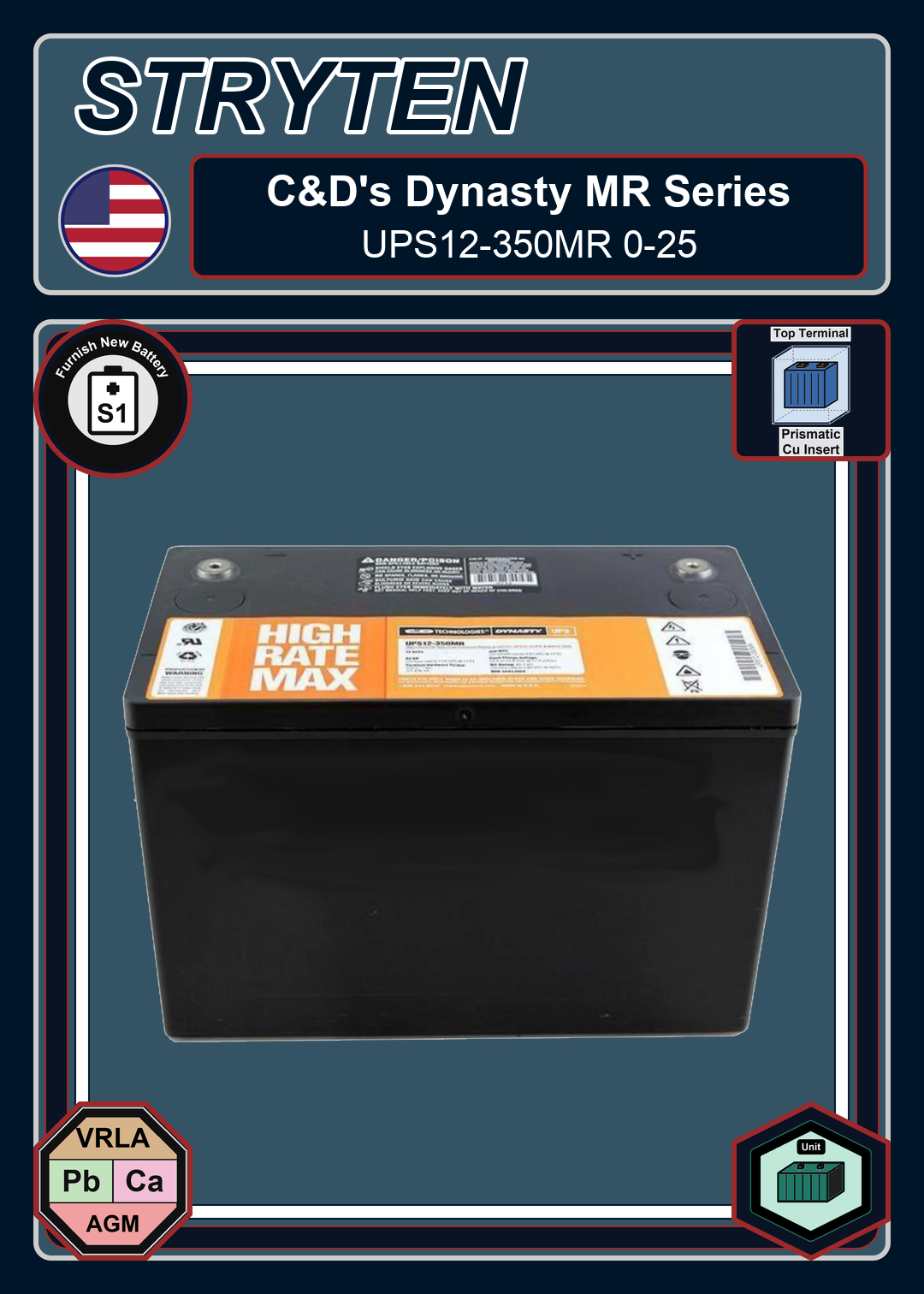 Furnish New Battery CDTechno Dynasty MR Series UPS12 350MR 0 25