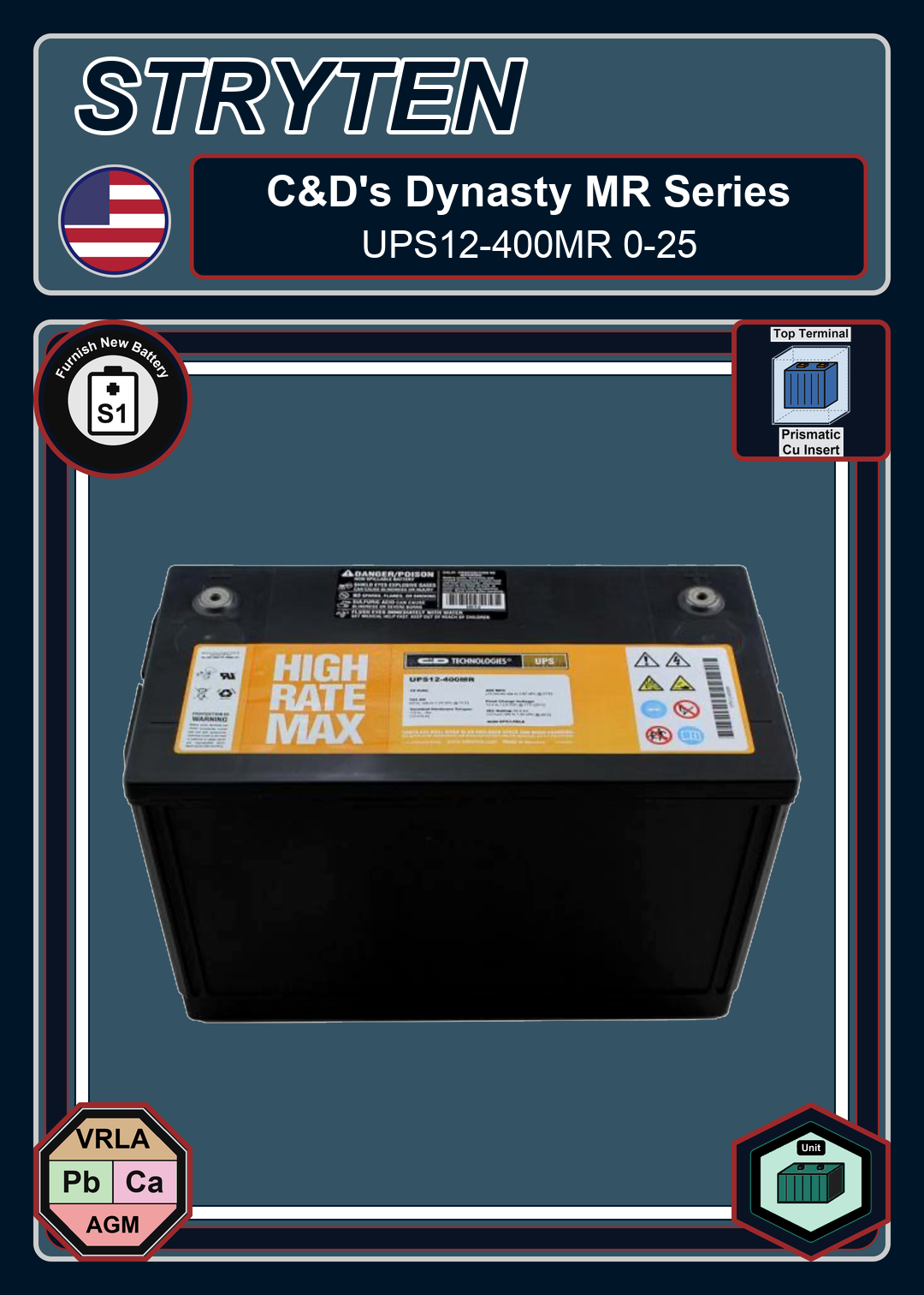 Furnish New Battery CDTechno Dynasty MR Series UPS12 400MR 0 25