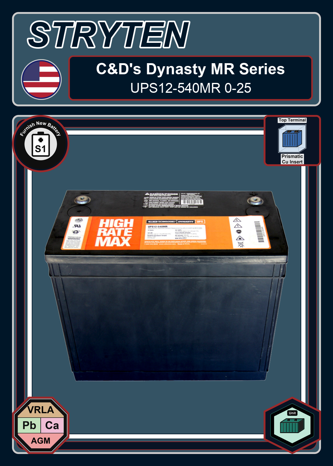 Furnish New Battery CDTechno Dynasty MR Series UPS12 540MR 0 25