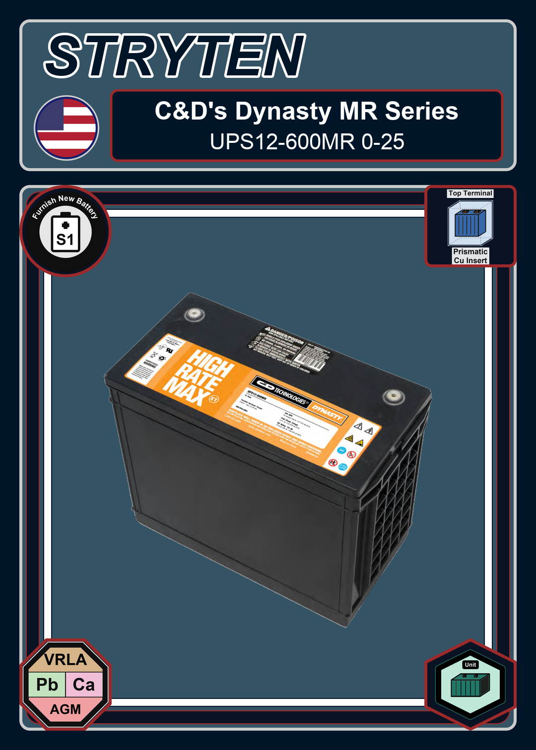 Furnish New Battery CDTechno Dynasty MR Series UPS12 600MR 0 25