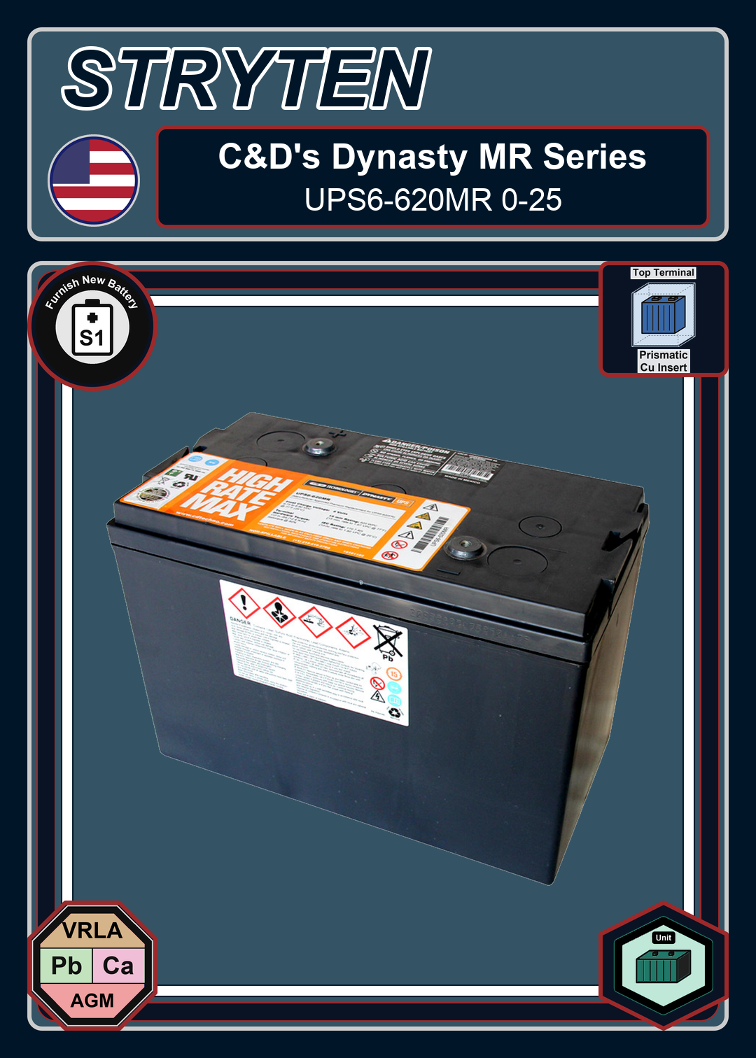 Furnish New Battery CDTechno Dynasty MR Series UPS6 620MR 0 25