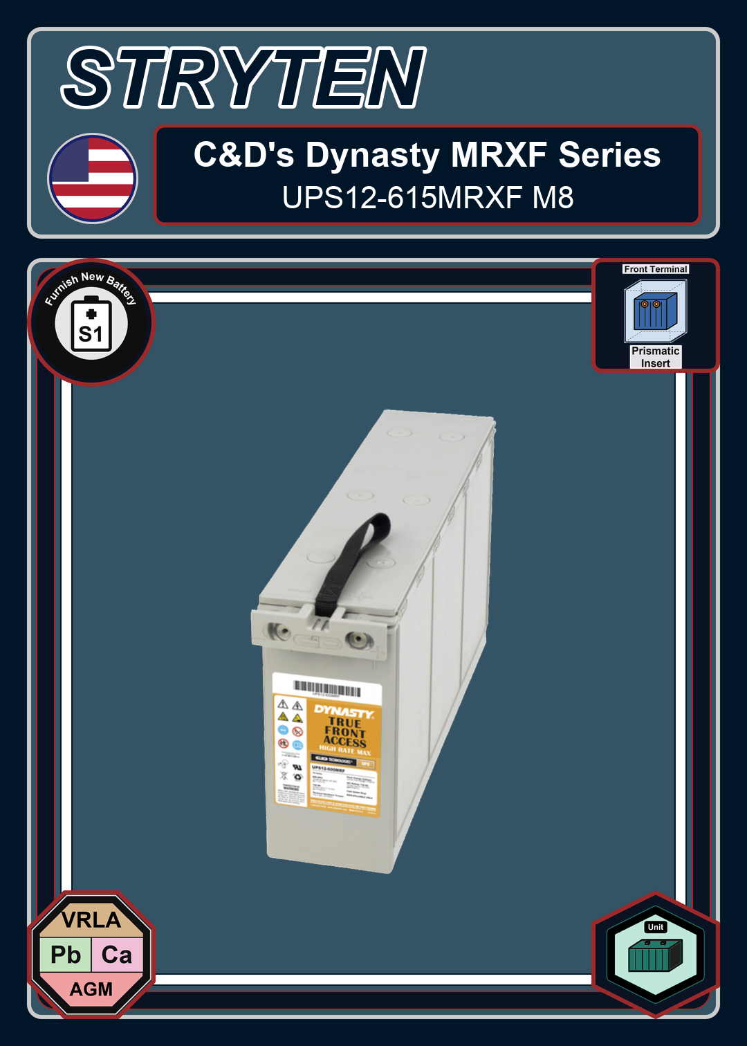 Furnish New Battery CDTechno Dynasty MRXF Series UPS12 615MRXF M8