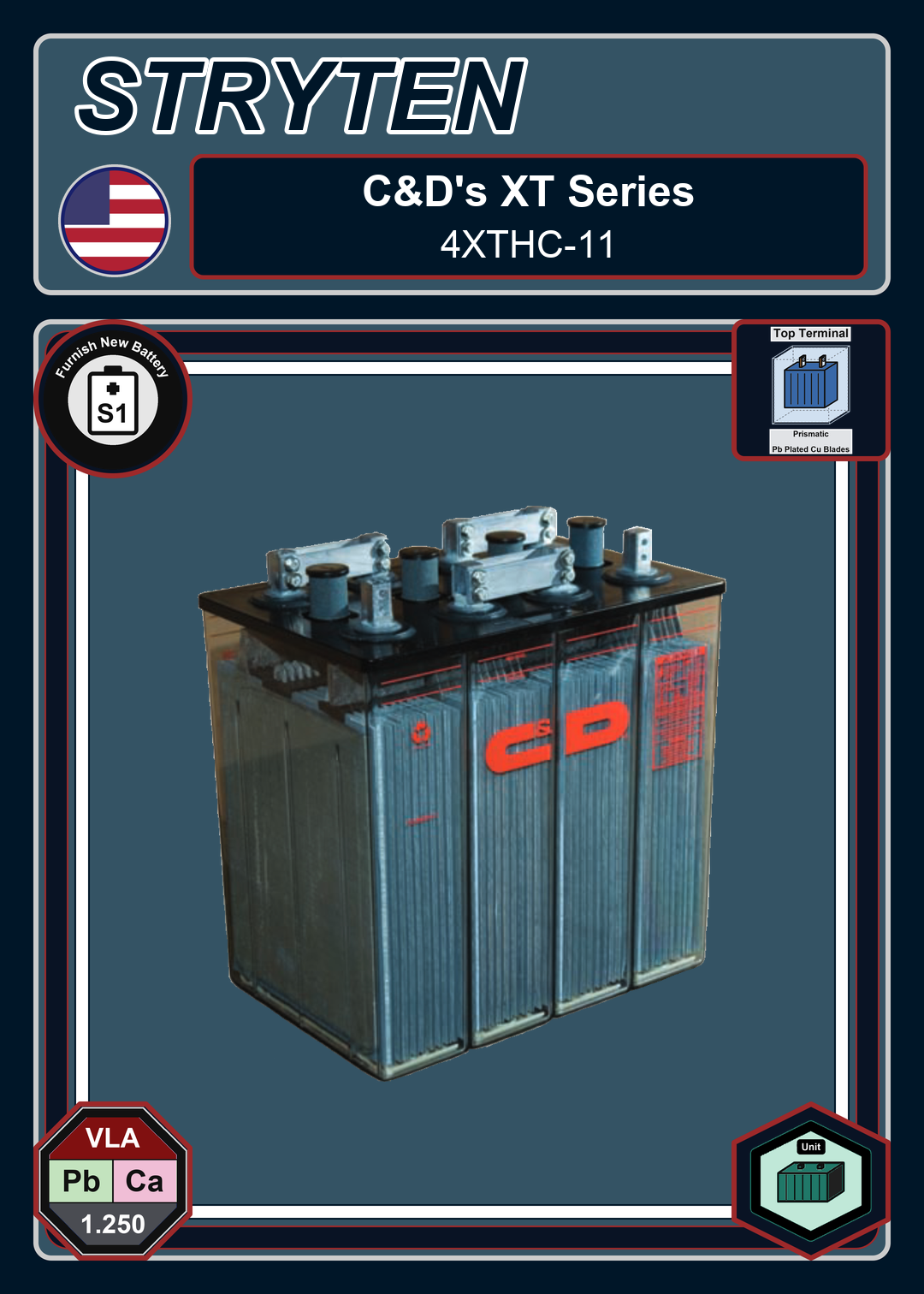 Furnish New Battery CDTechno XT Series 4XTHC 11 0 188