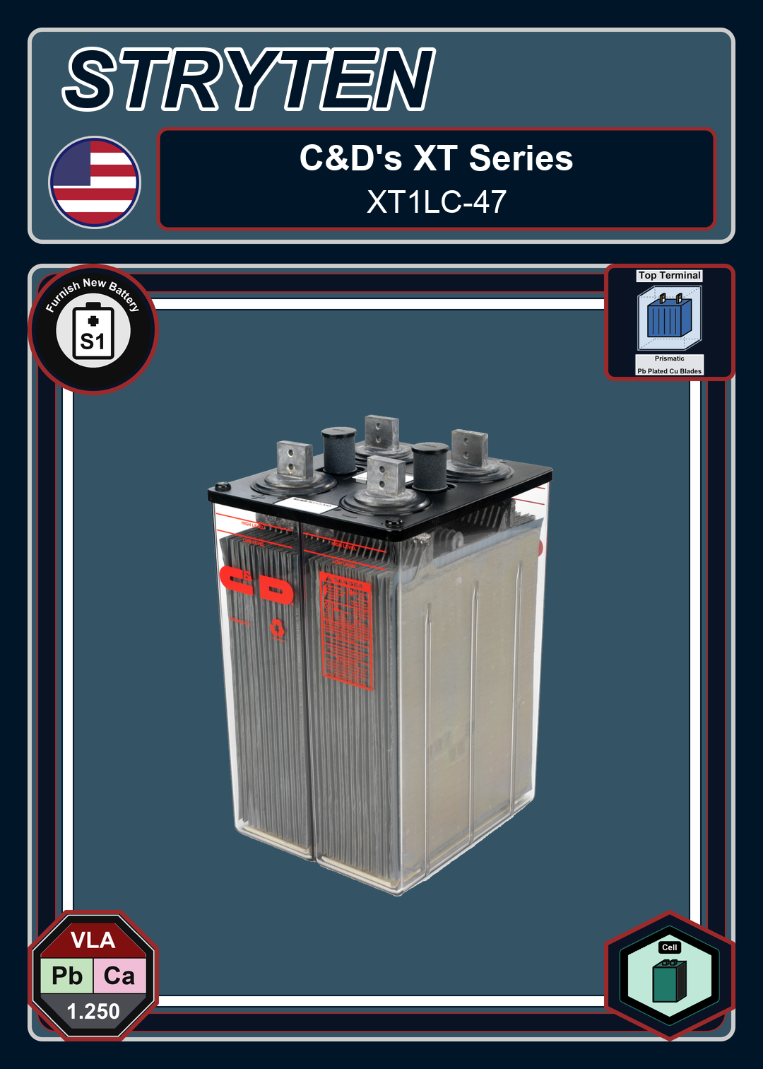 Furnish New Battery CDTechno XT Series XT1LC 47 0 188