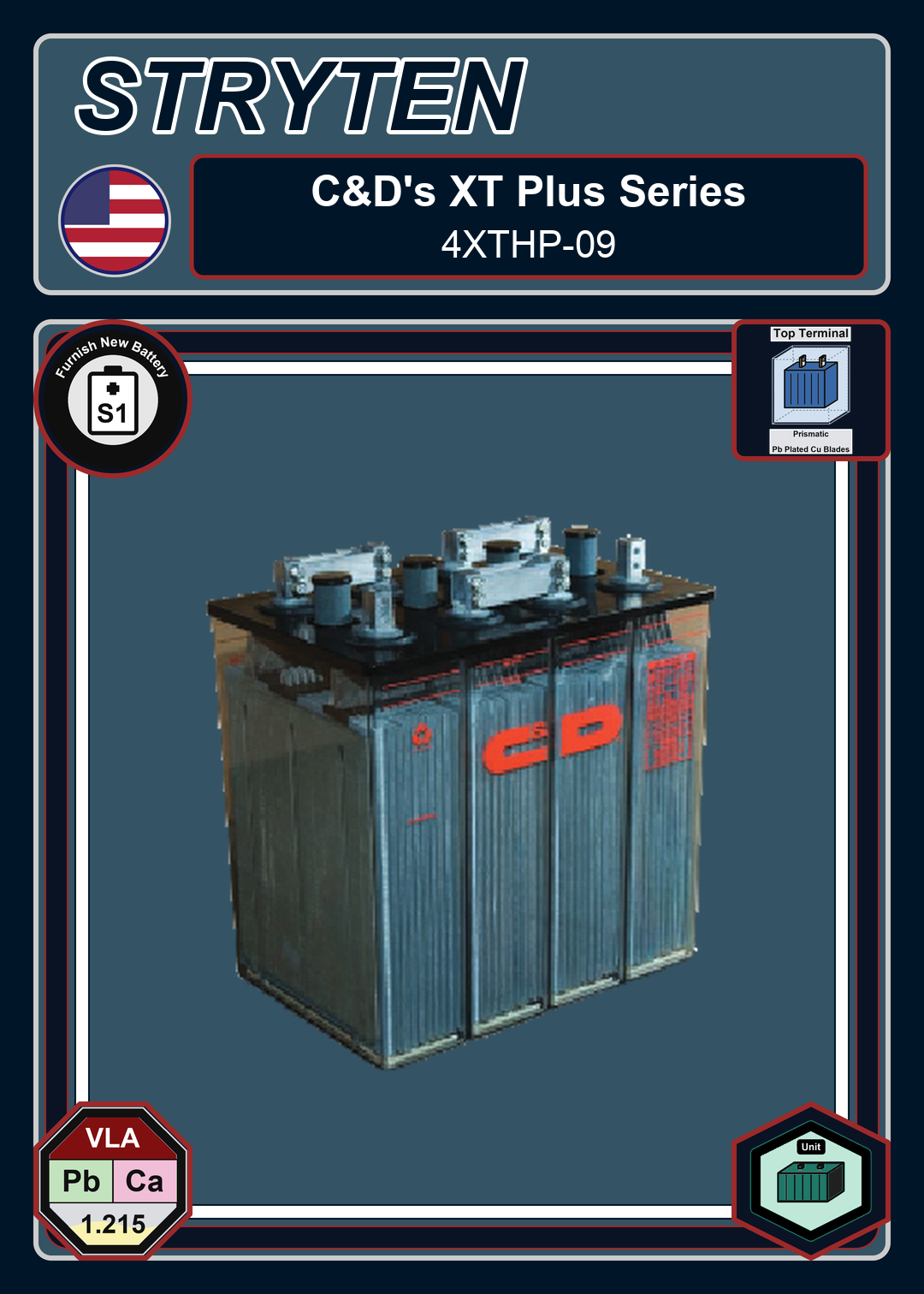 Furnish New Battery CDTechno XT Series 4XTHP 09 0 188
