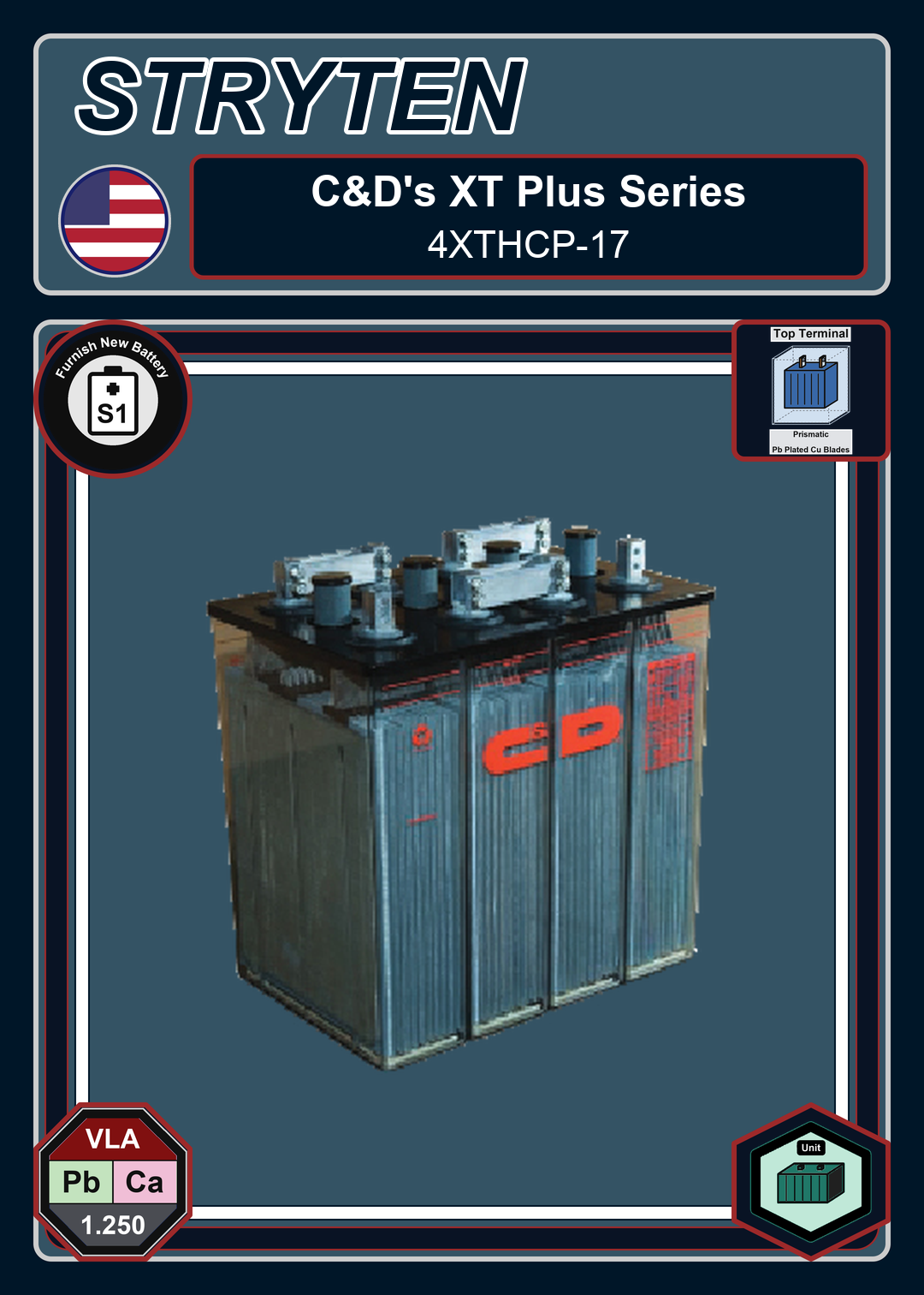 Furnish New Battery CDTechno XT Series 4XTHCP 17 0 188