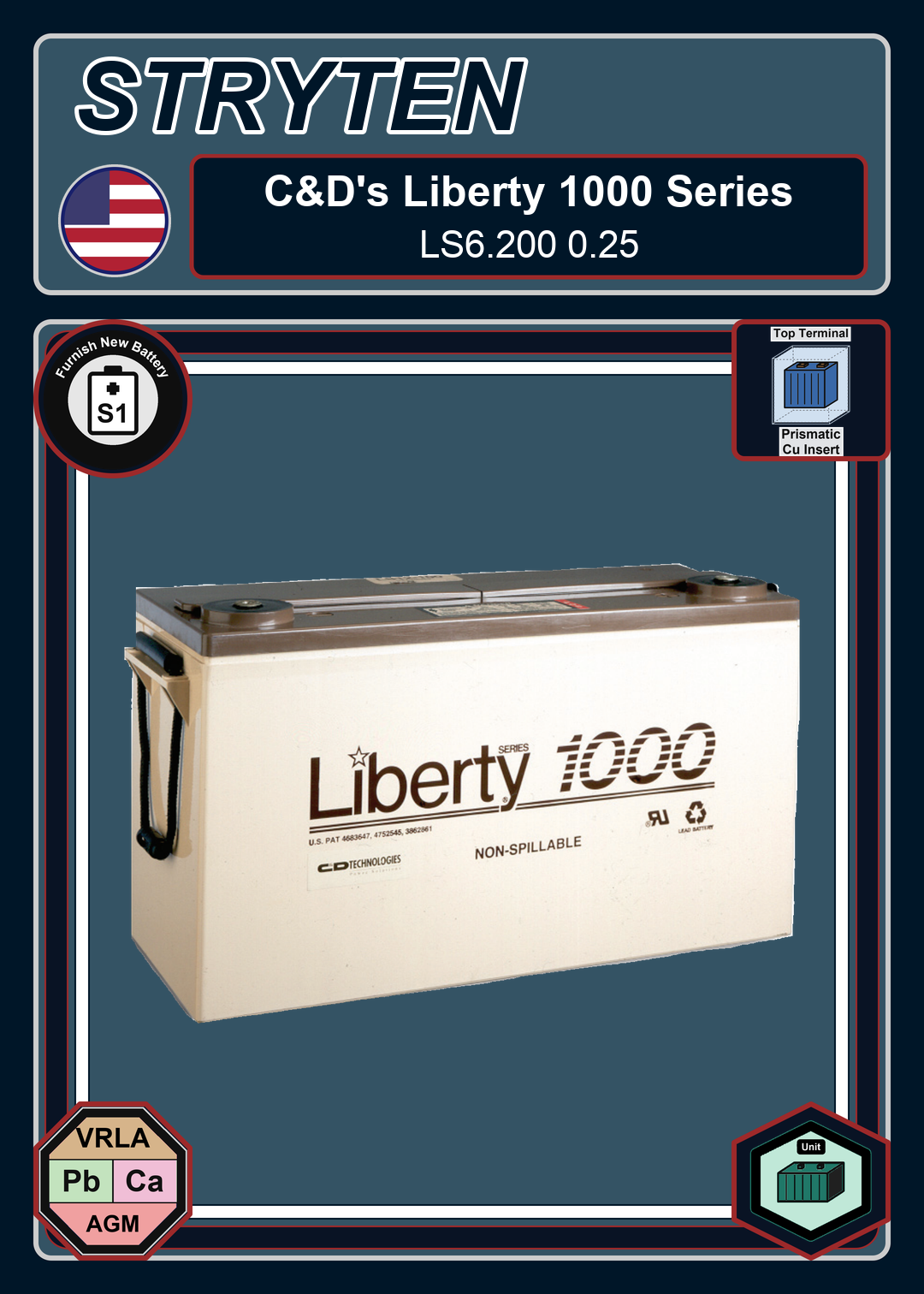 Furnish New Battery CDTechno Liberty 1000 Series LS6 200 0 25