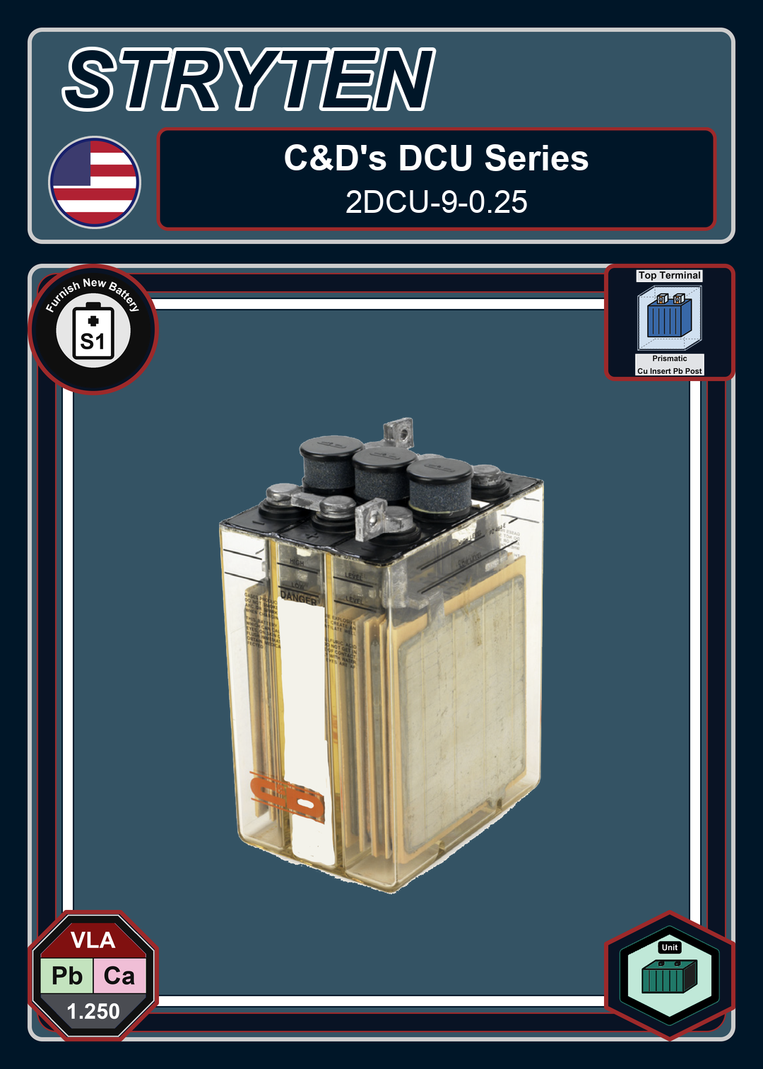Furnish New Battery CDTechno DCU Series 2DCU 9 0 25