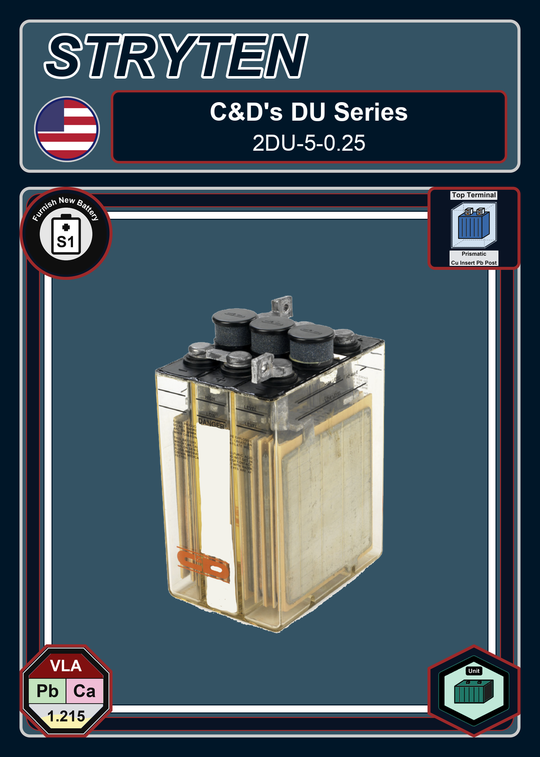 Furnish New Battery CDTechno DU Series 2DU 5 0 25