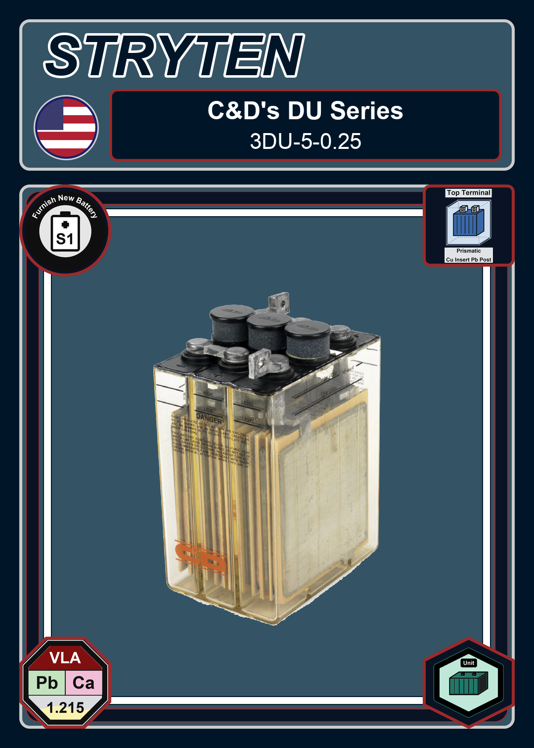 Furnish New Battery CDTechno DU Series 3DU 5 0 25