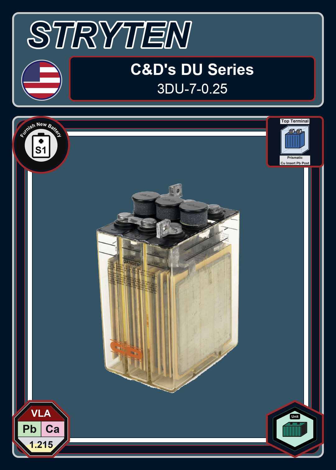 Furnish New Battery CDTechno DU Series 3DU 7 0 25