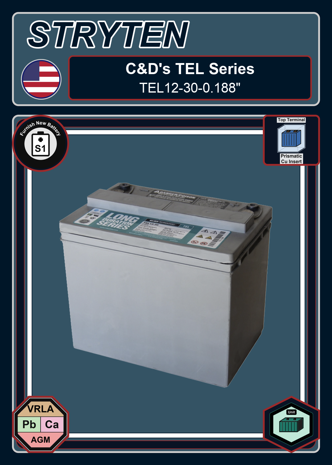 Furnish New Battery CDTechno TEL Series TEL12 30 0 188