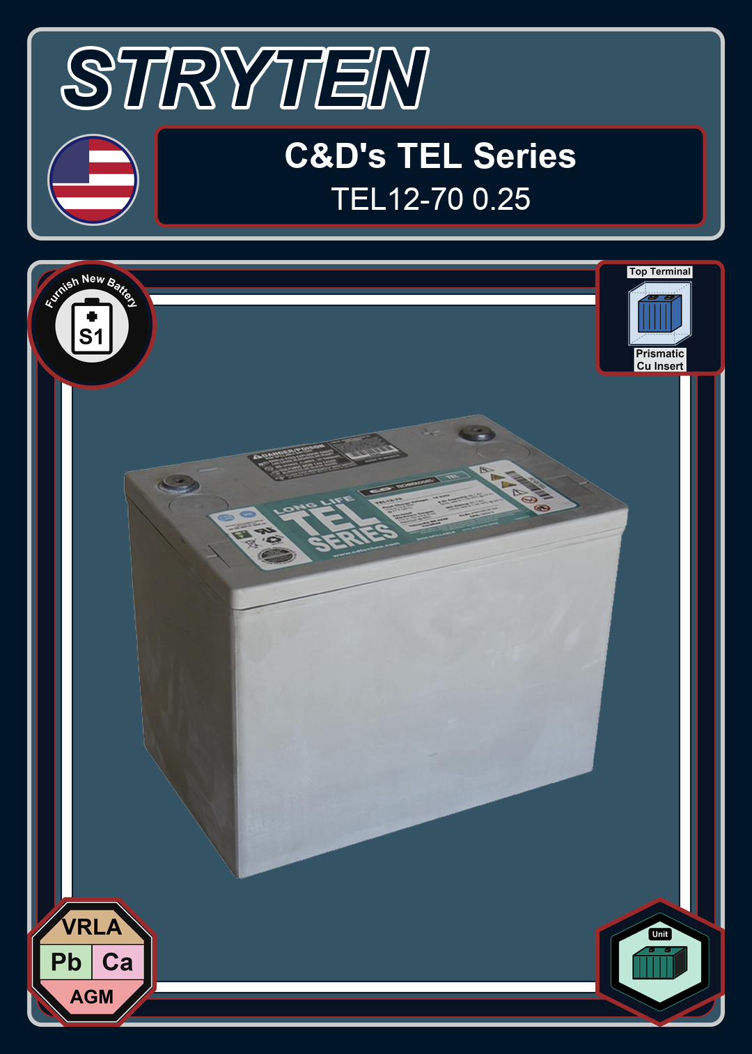 Furnish New Battery CDTechno TEL Series TEL12 70 0 25