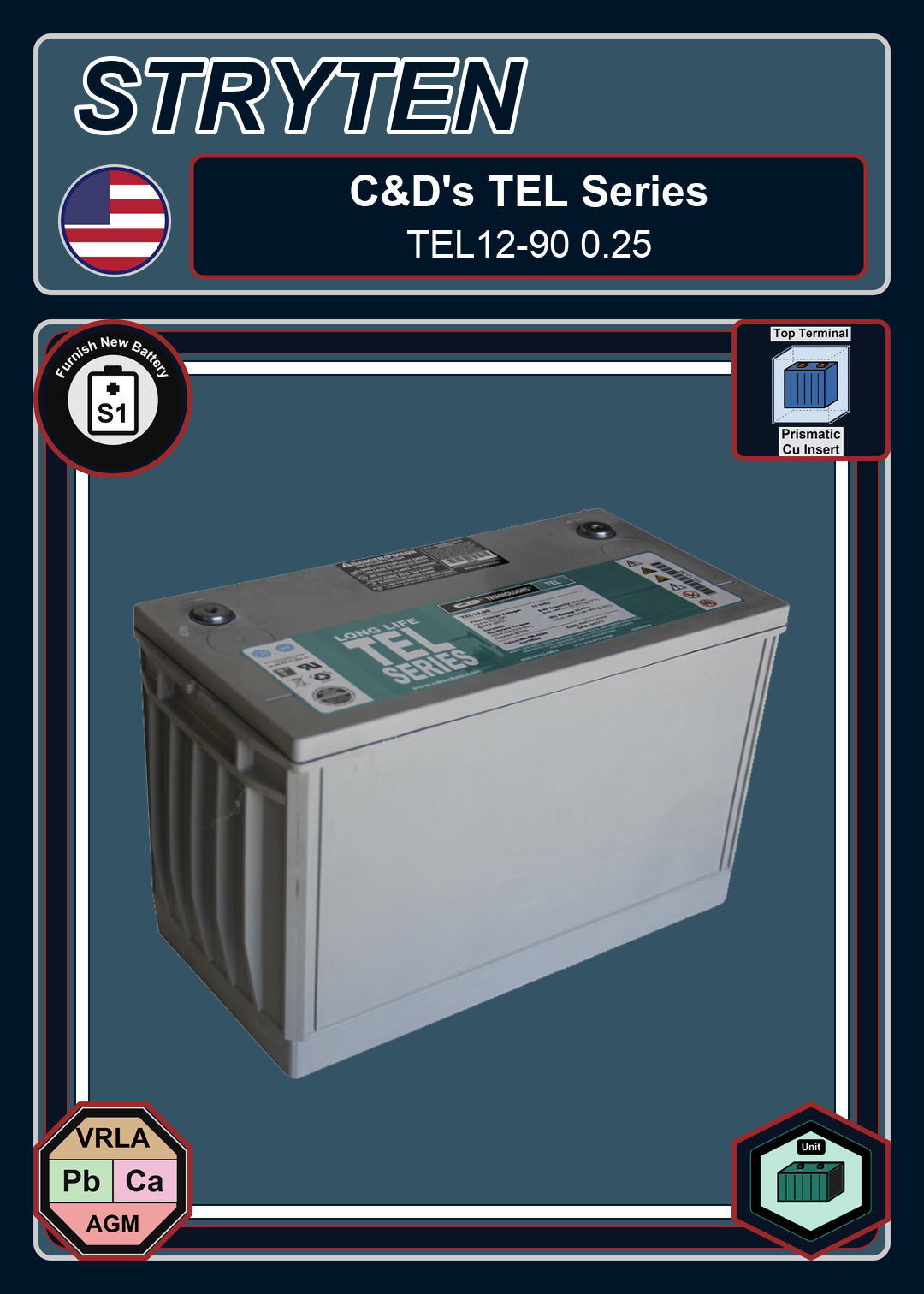 Furnish New Battery CDTechno TEL Series TEL12 90 0 25