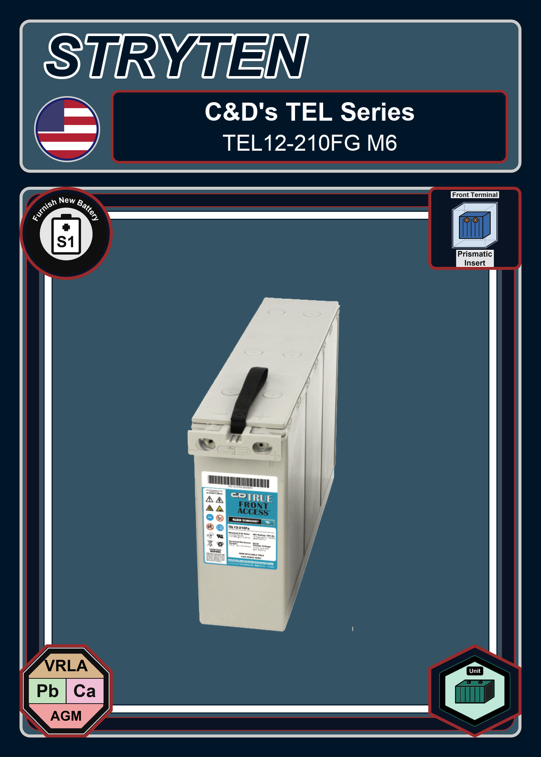 Furnish New Battery CDTechno TEL Series TEL12 210FG M6