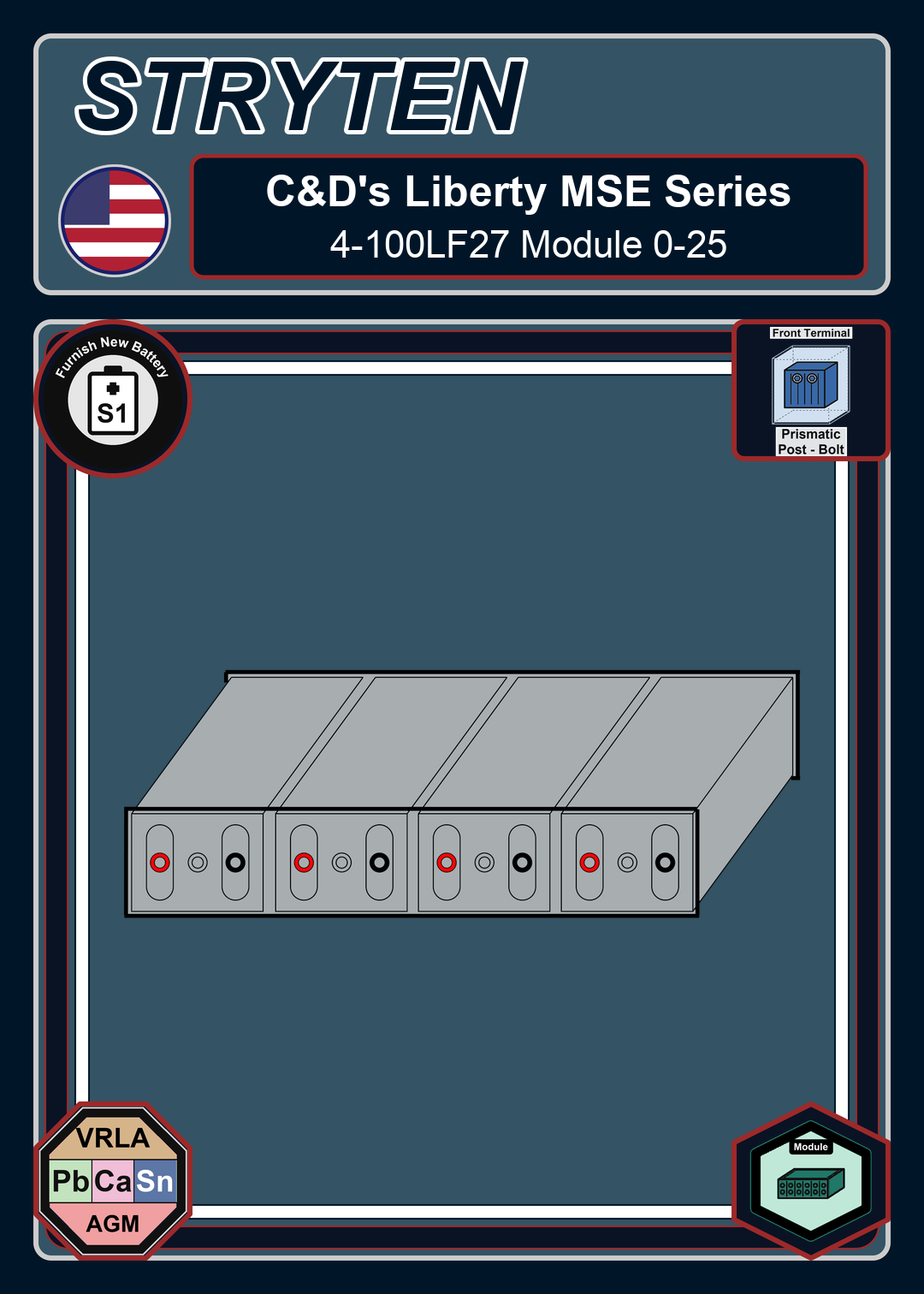 Furnish New Battery CdTechno Liberty MSE Series 4 100LF27 Module 0 25