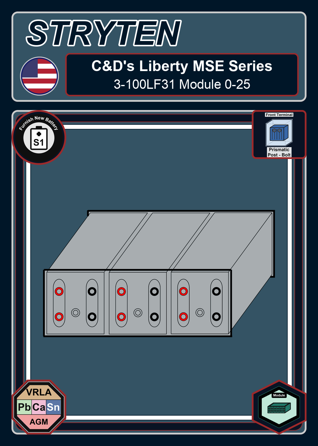 Furnish New Battery CdTechno Liberty MSE Series 3 100LF31 Module 0 25