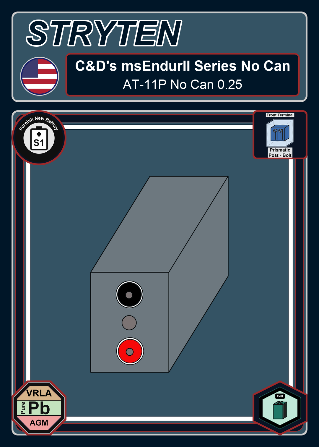 Furnish New Battery CdTechno msEndurII Series AT 11P No Can 0 25