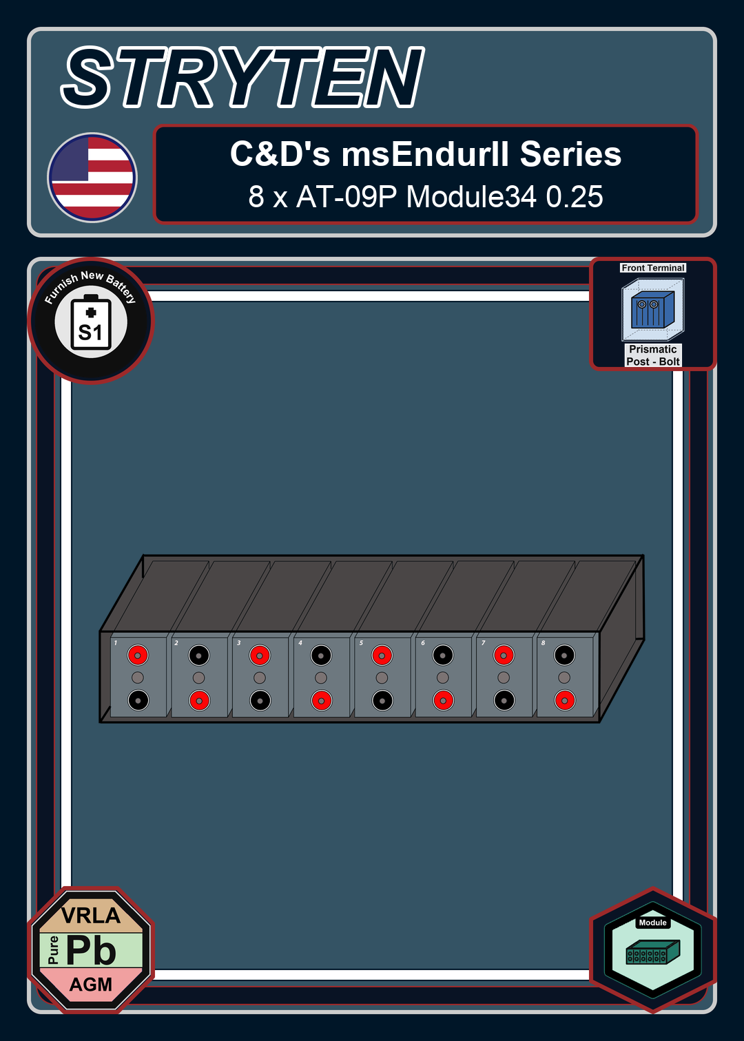 Furnish New Battery Cdtechno msEndurII Series 8 x AT 09P Module34 0 25