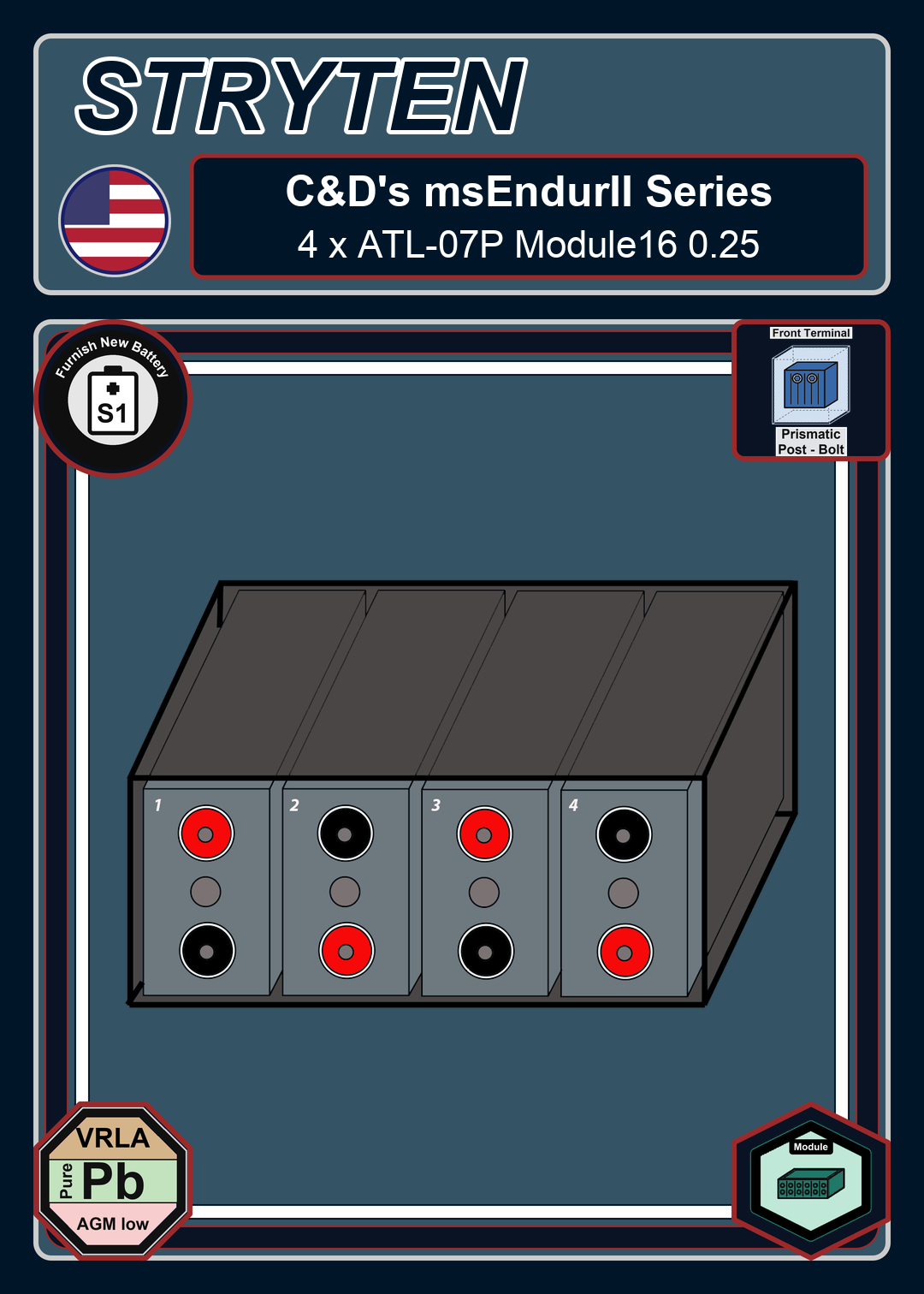Furnish New Battery CdTechno msEndurII Series 4 x ATL 07P Module16 0 25