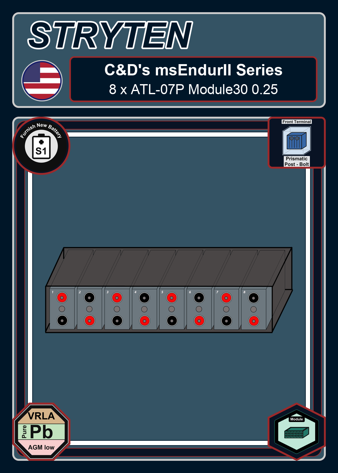 Furnish New Battery Cdtechno msEndurII Series 8 x ATL 07P Module30 0 25