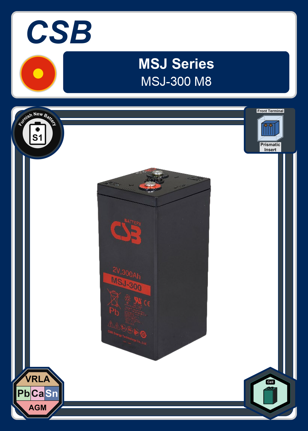 Furnish New Battery CSB MSJ Series MSJ 300 M8