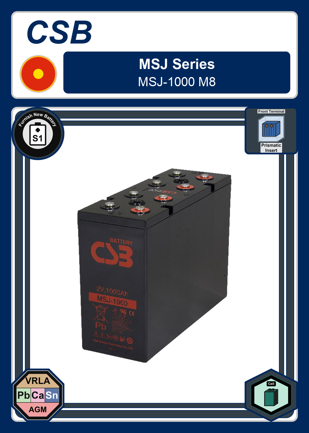 Furnish New Battery CSB MSJ Series MSJ 1000 M8