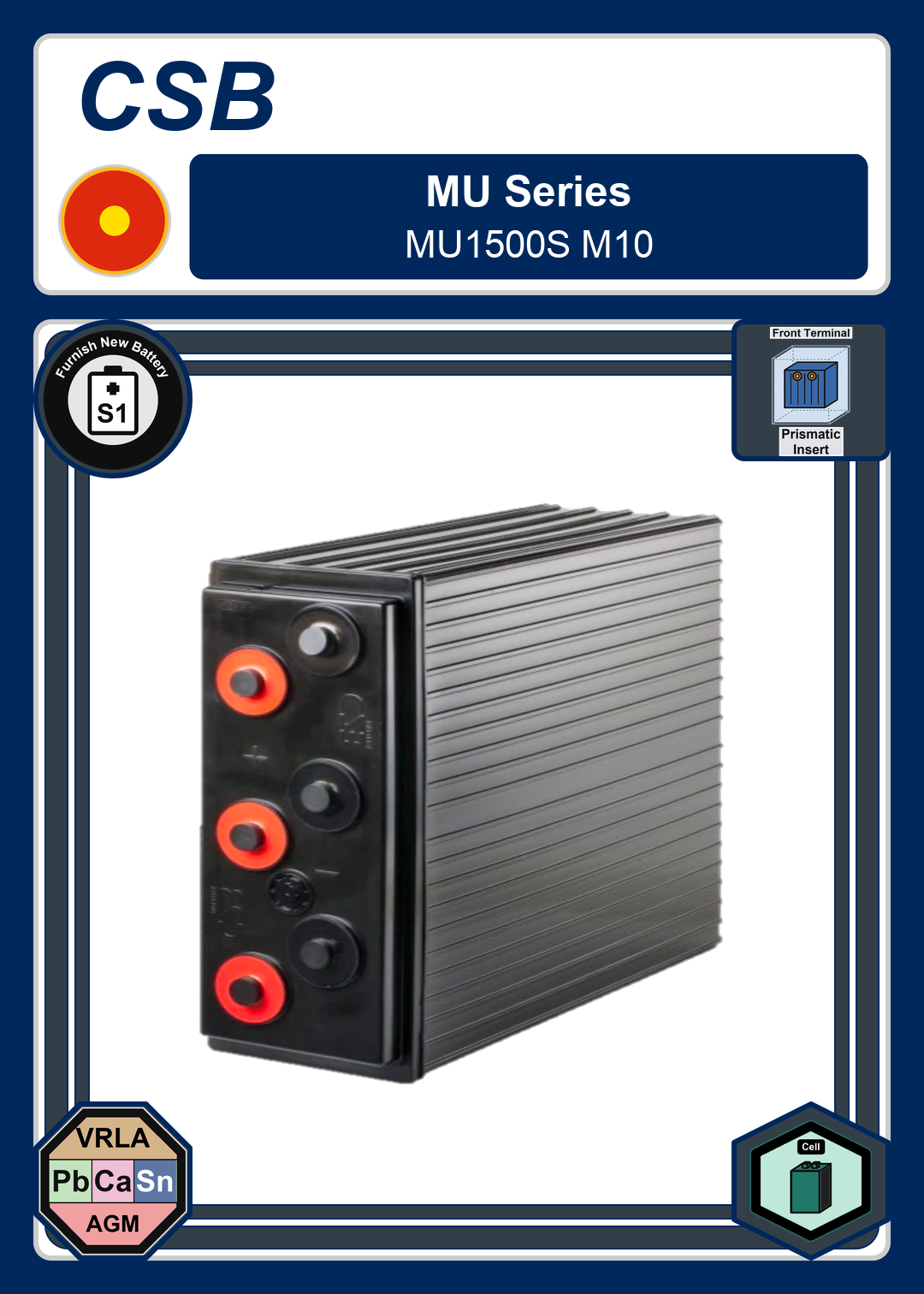 Furnish New Battery CSB MU Series MU1500S M10