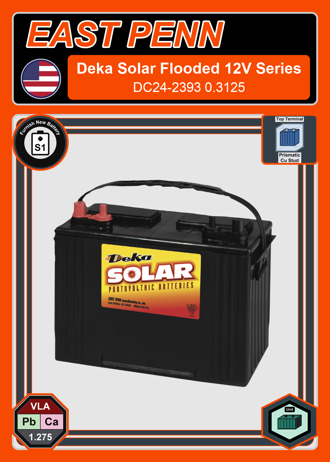 Furnish New Battery East Penn Deka Solar DC24 2393 0 3125