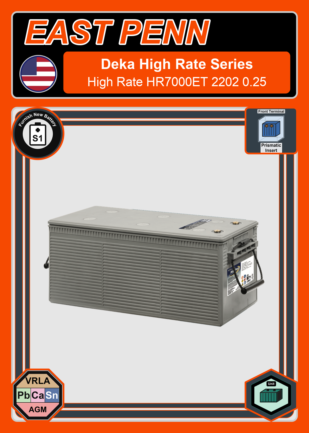 Furnish New Battery East Penn Deka High Rate HR7000ET 2202 0 25