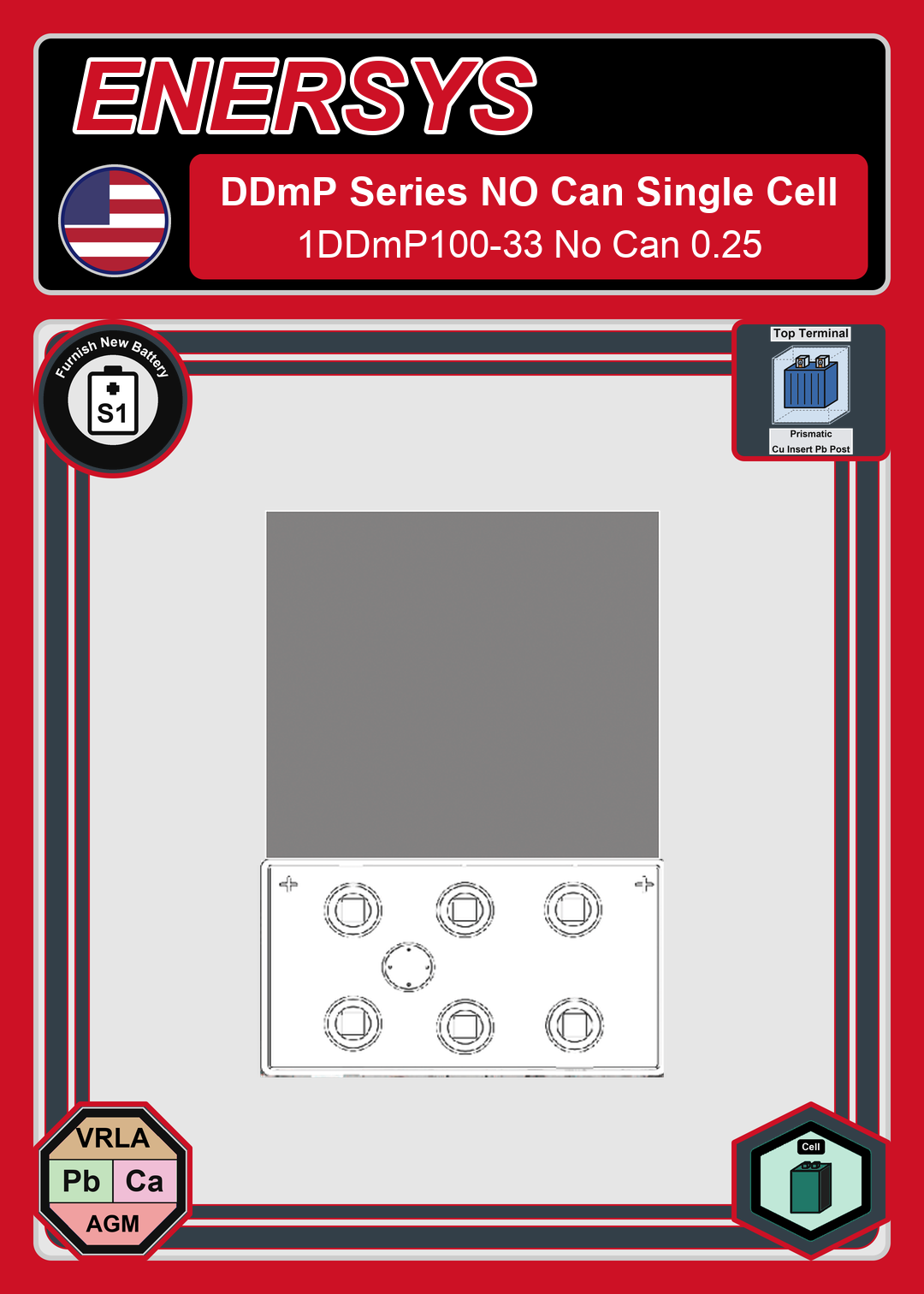 Furnish New Battery Enersys DDmP Series 1DDmP100 33 No Can 0 25